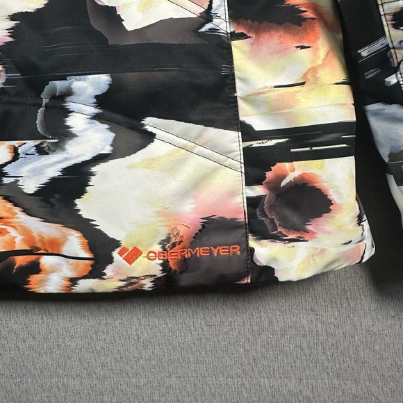 Obermeyer Tuscany II Ski Jacket Womens 10 Abstract Faux Fur Trim Hood Insulated - Picture 12 of 12